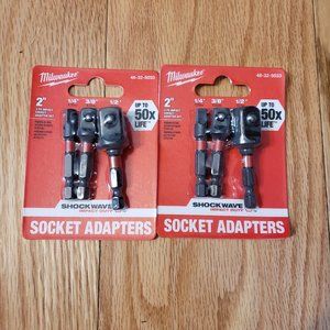 2 x Milwaukee 48-32-5033 SHOCKWAVE 1/4" Hex Shank Socket Adapter Set 3pc Impact